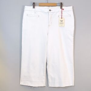NEW Lands' End Mid Rise Wide Leg Cropped White Jeans Womens Plus Size 18W Denim